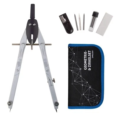 DynaTech - Schnellverstellzirkel in schwarz/blau mit umfangreichem Zubehör