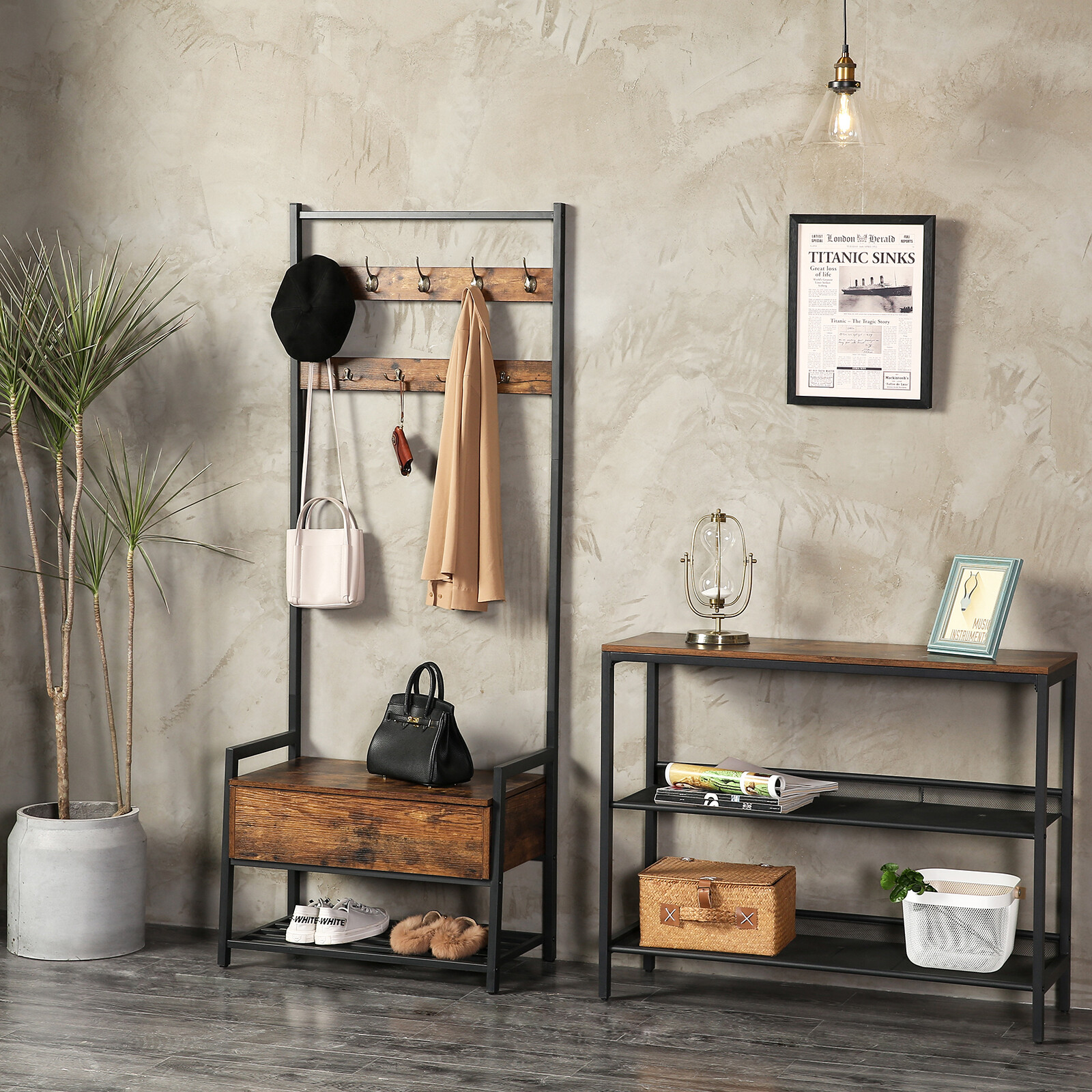 Hall Tree Shoe Storage Bench Coat Rack Entryway Organizer Furniture Wooden Seat For Sale Online Ebay