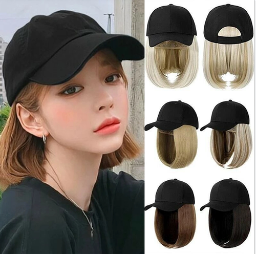 Short Straight Bob Wig Baseball Hat 