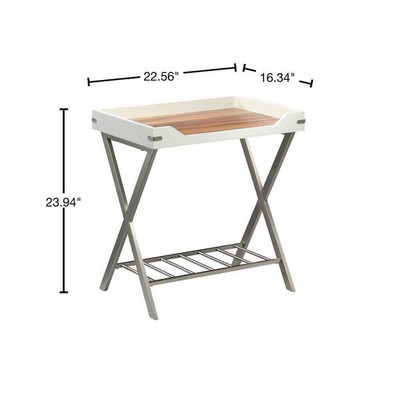 SAUDER End/Side Table 23.937'' H X 22.559'' W, Pearl Oak W/ Blaze Acacia Accents