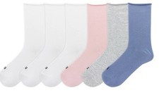 K BELL Women's Modal Roll Top Multicolor Crew Socks, 5.5-10 Shoe Size, 6 Pairs