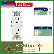15 Amp 125V White Decora Duplex Wall Receptacle - Residential Grade, 10 Pack
