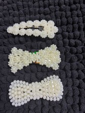 Unbranded Faux Pearl Hair Clip Set White Bow Barrettes Hair Accessories