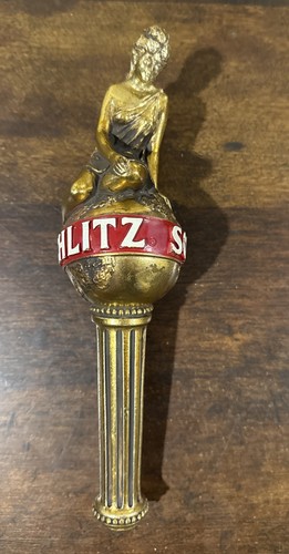 Vintage 1975 Schlitz Golden Girl Goddess on World Globe Beer Tap Handle 9.5"