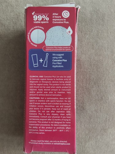 Conceive Plus Fertility Lubricant 75ml Sperm Friendly TTC Lube for Couples - Picture 2 of 3