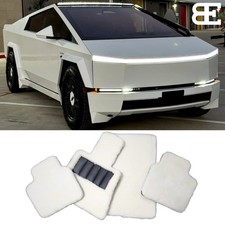 Genuine White Sheepskin Longwool Floor Mats For Tesla Cybertruck Model S X Y 3