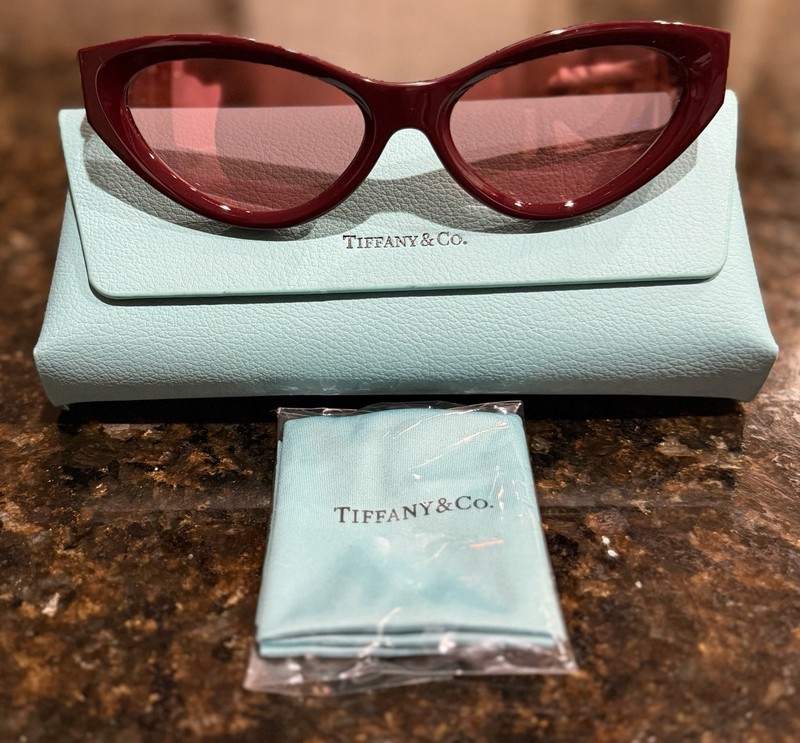 Tiffany & Co. TF 4225-U Cat Eye Sunglasses Burgundy 54mm Authentic RA Certified