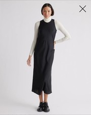 NWT! Quince 100% Washable Silk Stretch Tank Midi Black Dress! Sz. XS (A62)