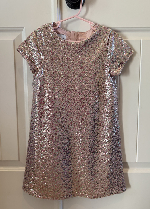 Pippa & Julie Sequin Shift Dress Girls Pink Size 7 Short Sleeve