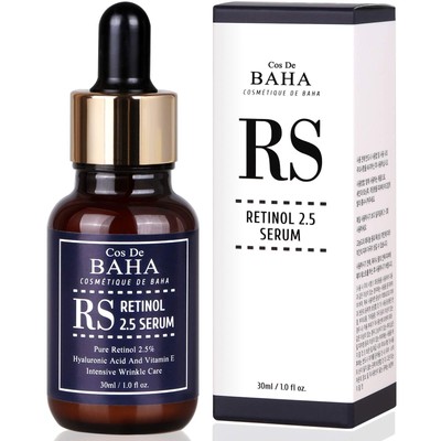 Retinol 2.5% Solution Facial Serum with Vitamin E - Facial Crepe Erase, Age S...