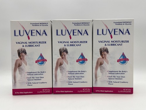 3x LUVENA VAGINAL MOISTURIZER & LUBRICANT PRE-FILLED 6ct EACH EXP 9/26 SEALED