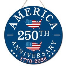 250 Anniversary 4th of July Door Sign US 250th Anniversary 1776-2026 Wreath P...