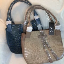 MC Madi Claire KENNEDY "Croc" embossed leather satchel handbag NEW