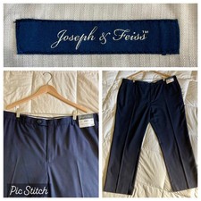 NWT Joseph  Feiss Poly/Wool/Viscose Dress Pant 44x30 FF-Hemmed Flat Front Black