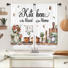 Merry Christmas Kitchen Curtains Short Small Holiday Rustic Winter Xmars New ...