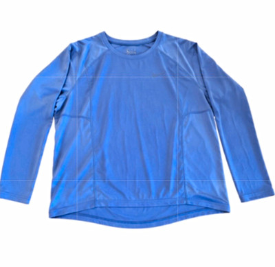 Women's Blue Long Sleeve Crew Neck Stretch Lands  End  Relaxed Fit Size M #35
