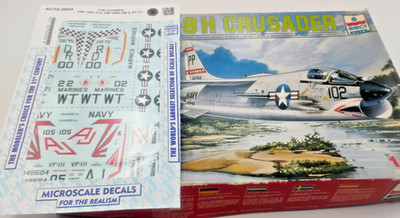 Vintage ESCI/ERTL 1/72 F-8H Crusader US Fighter 9074 open box w/extra decals