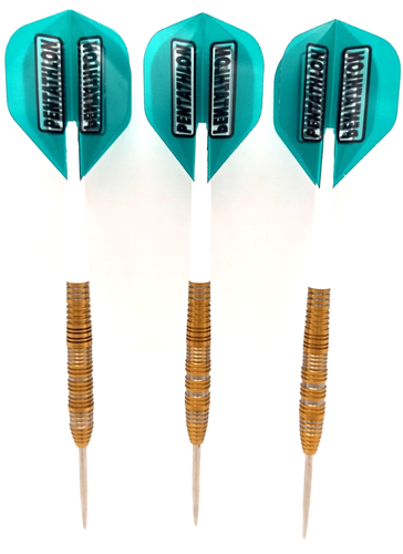 20,5g 90% Tungsten Darts Gold Barrels, Vorbauten + starke Pentathlon Dart Flights - Bild 12 von 13