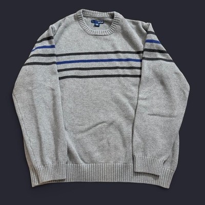 Basic Editions Striped Crewneck Knit Sweater Men s Size XL Y2K 2000s Casual 