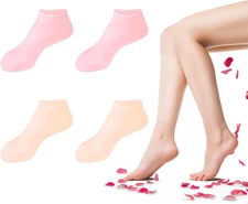 2 Pairs Silicone Socks for Dry Cracked Feet, Women'S Foot Socks for Moisturizing