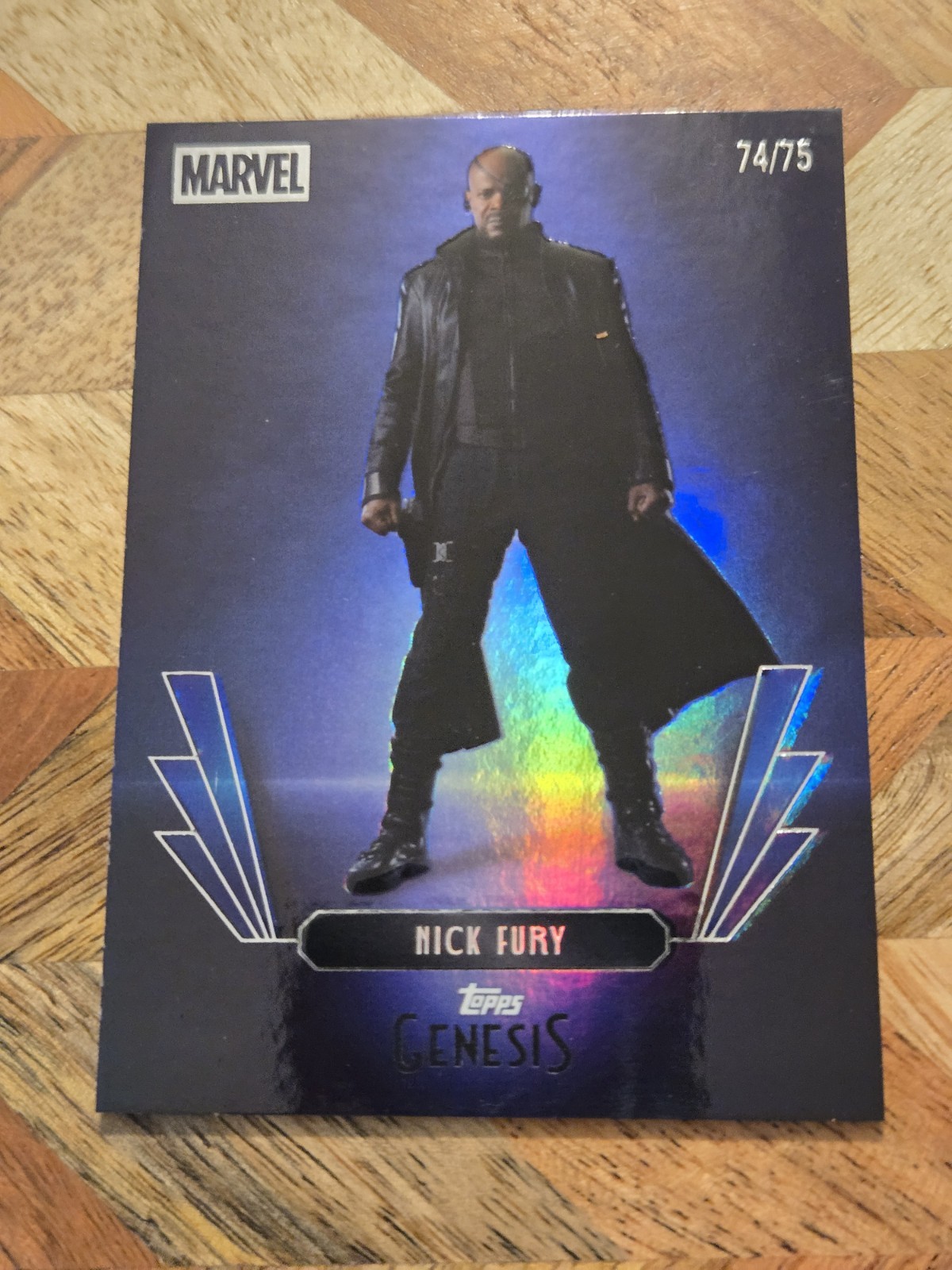 2025 Topps Disney Genesis Blue Foil 74/75 Nick Fury #98