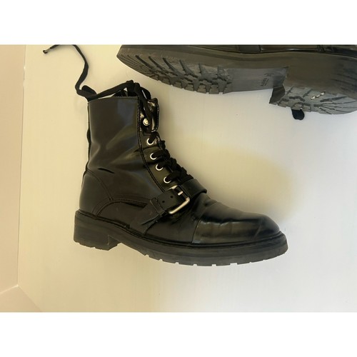 AllSaints Women's Donita Black Lace-Up Patent Leather Ankle Boots Size 37 - Picture 9 of 17