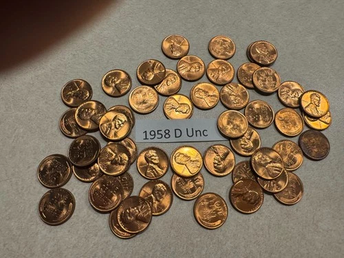 1958-D Lincoln Wheat Cent Roll ~ BU Uncirculated Red