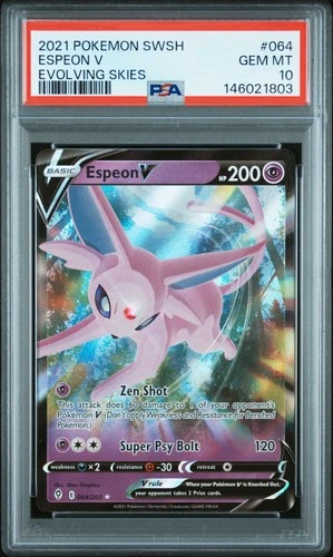 2021 POKEMON SWORD & SHIELD EVOLVING SKIES #064 ESPEON V PSA 10