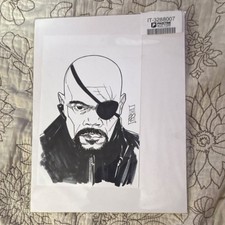 Nick Fury Original Sketch Drawing w/ COA, Marvel Universe Comics IT-3288007