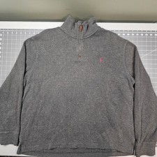 Polo Ralph Lauren Sweater XL Gray Estate Rib 1/4 Zip Preppy Academia Ivy League