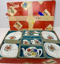Vintage Sonsco Child s Porcelain Tea Set Made In Japan Original Box Floral