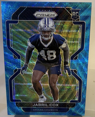 2021 Panini Prizm Jabril Cox Cowboys Blue Wave Prizm RC /199