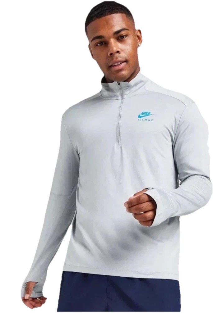 Nike Air Max 1/4 Zip Pullover-Grey/Blue Jacket-Size XL-New 100percent Genuine-RRP £65