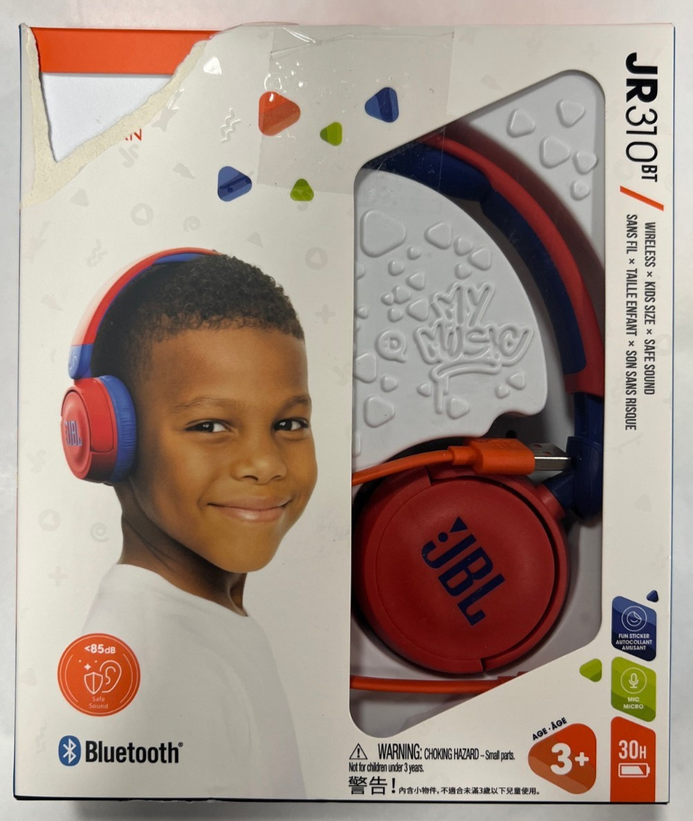 JBL JR 310BT - Kids On-Ear WIRLESS Headphones RED USED/Damaged box/No stickers