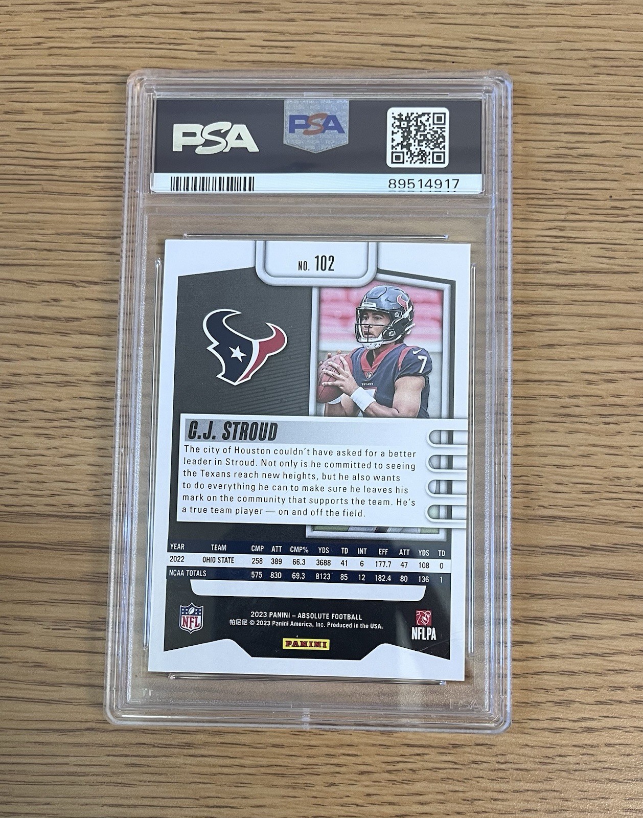 PSA 10 2023 Absolute Football C.J. Stroud Silver RC #102 🔥 view 2