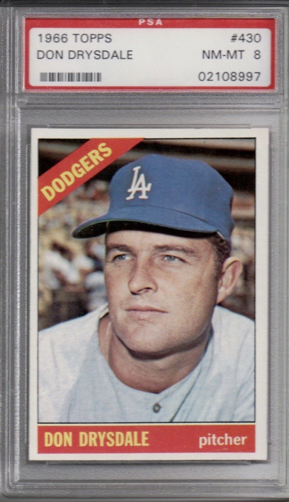 1966 Topps # 430 Don Drysdale HOF PSA 8 NM-MT Dodgers