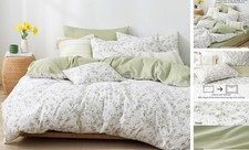 100 Natural Cotton Duvet Cover Twin Twin 68" 90" Botanical - Tender Green