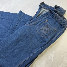 Vintage 70s Boho Hippie Blue Cotton Bell Bottom Jeans, 30" waist