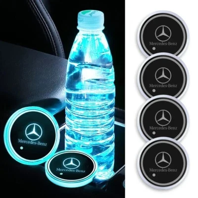 LED Car Cup Holder Mat Light Up Coaster Pad For Mercedes A B C E ML GL G R GLC S - Image 1 of 4