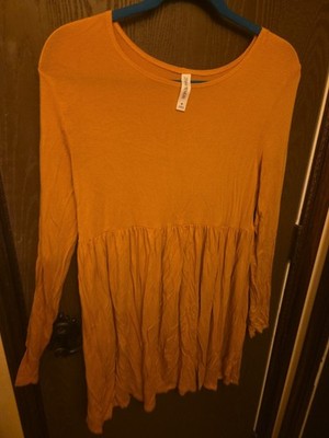 Mustard Tunic Dress Loose Fit Medium