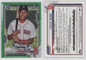 2021 Bowman Chrome Prospects Green Shimmer Refractor /99 Miguel Bleis #BCP-167