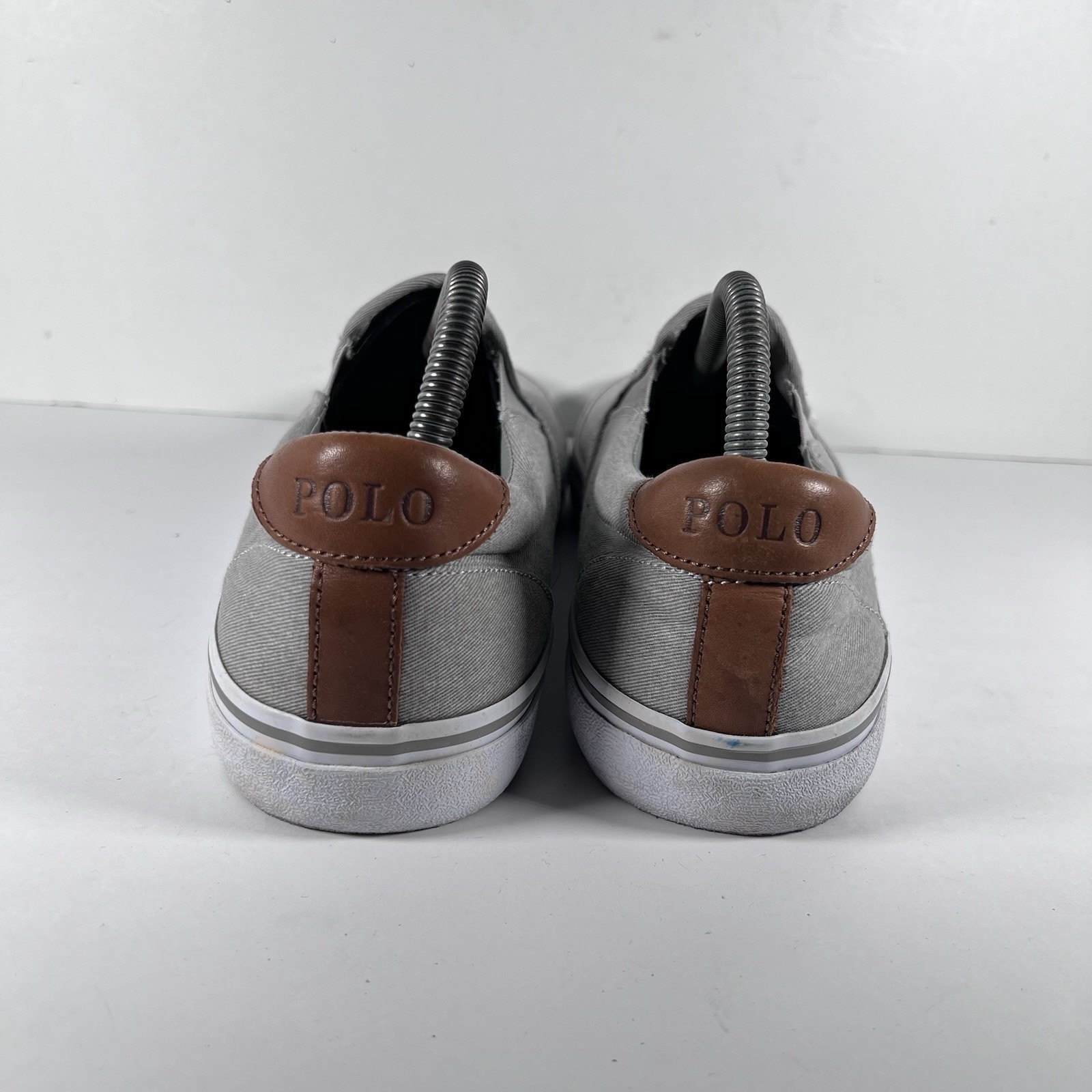 Polo Ralph Lauren Grey Canvas Slip On Shoes Sneakers Men's Size 9.5 D thumbnail 4