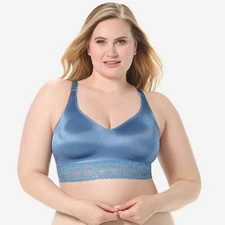 Ruby Ribbon Lace Lux Demiette Bra Tranquil Blue Size 32 Wireless Comfortable