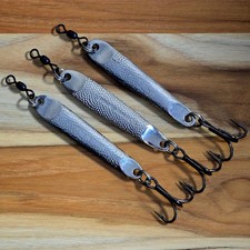 (3) Hopkins NO=EQL Spoons #3 Silver 1-1/4 oz Rosco Swivel VMC 4x Strong 2/0 Hook