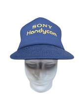 Vintage Sony Handycam Trucker Hat 80s 90s Snapback Mesh Made Taiwan Blue