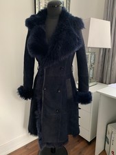 Karen Millen real sheepskin shearling fur waterfall coat Toscana no belt UK8 US4