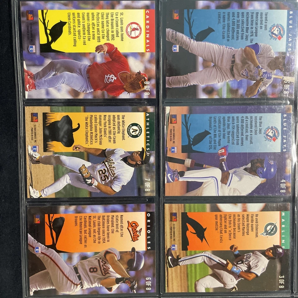 Juego completo de 8 cartas Donruss Triple Play Nicknames 1994 HOFers Foto 4 de 4