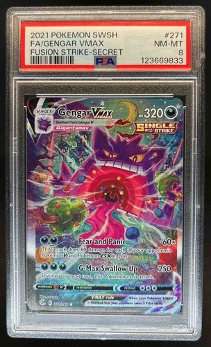 2021 Pokemon SWSH Fusion Strike Gengar VM Full Art #271/264 PSA 8