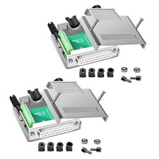 Willwewon 2Pcs DB25 Female Solderless Breakout Connector, Metal Shell RS232 D...