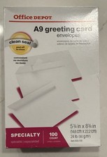 Office Depot A9 Greeting Card Envelopes, White, 5 3/4 x 8 3/4 , 100 Count, 24lb
